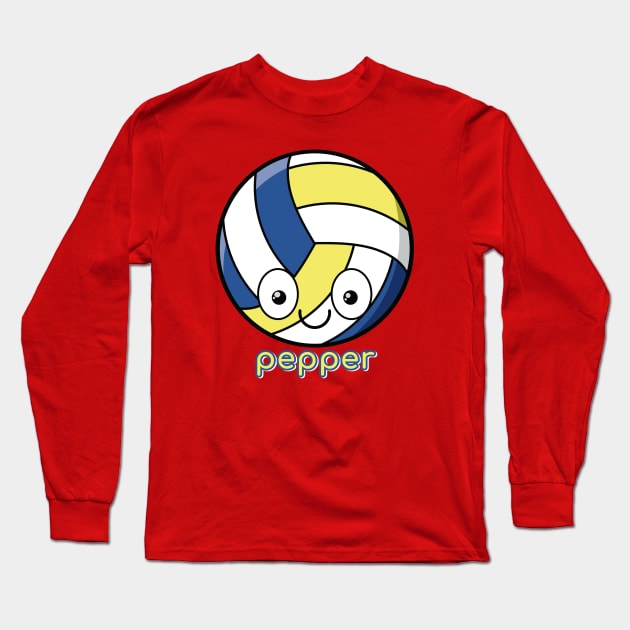 Volleyball Pepper Long Sleeve T-Shirt by RD Doodles